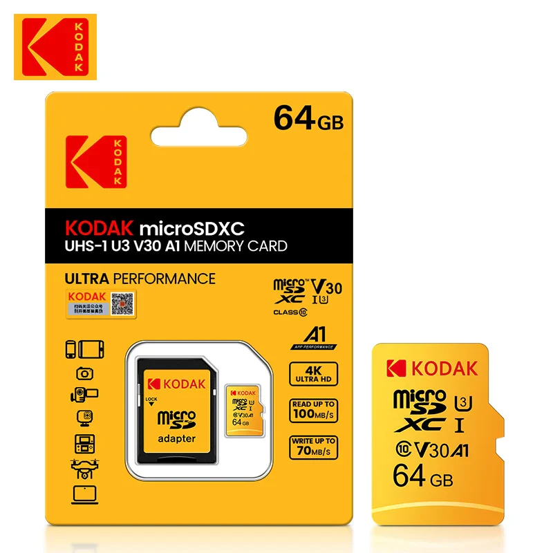 Carte Memoire KODAK Original 64GB Original بطاقة الذاكرة الأصلية من كوداك