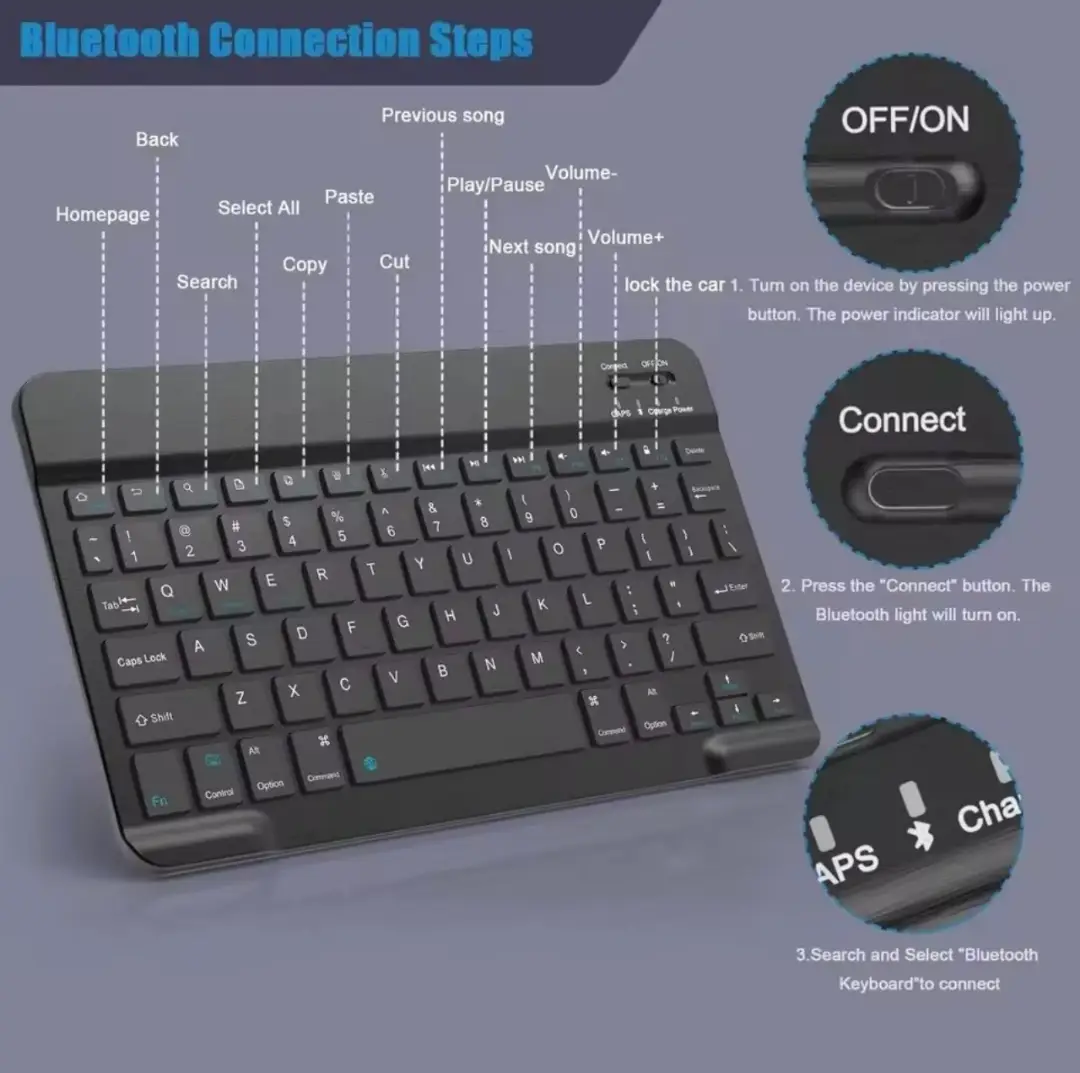 Clavier Bluetooth لوحة مفاتيح بلوتوث كبيرة الحجم